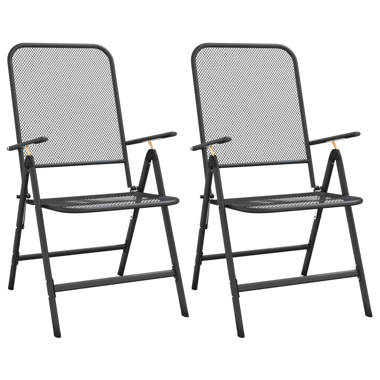 Black metal best sale mesh patio chairs